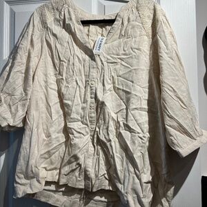 NWT Old Navy Elbow-Sleeve Lace-Trim Top